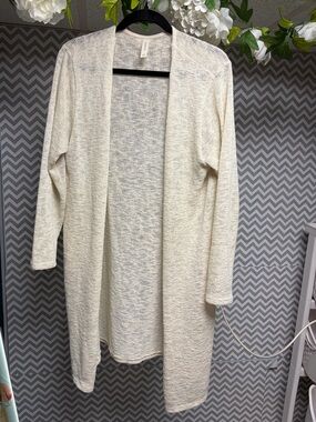 HoneyMe Lightweight Open-Front Cream Cardigan Sweater Duster w Pockets